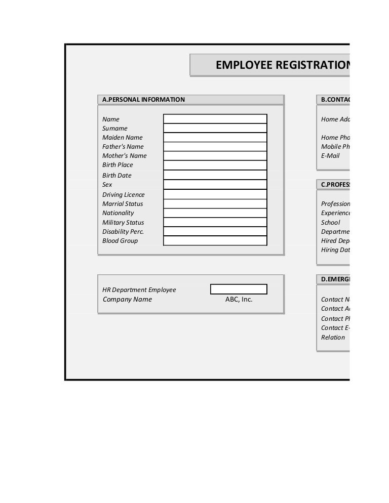 copy of employee registration form