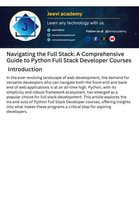 Navigating the Full Stack: A Comprehensive Guide to Python Full Stack ...