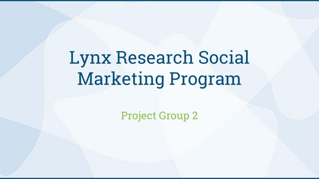 Social Marketing Program for Lynx Research
