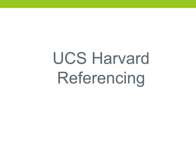 UCS Harvard Referencing