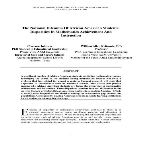 Copy of johnson, clarence the national dilemma of african american students