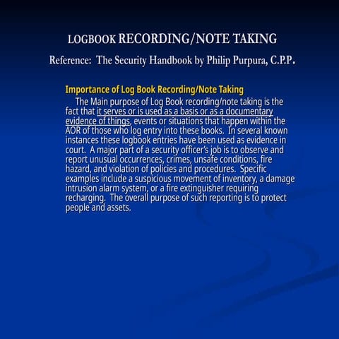 LOGBOOK RECORDING for security personnel.ppt