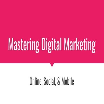 Mastering Digital Marketing 
