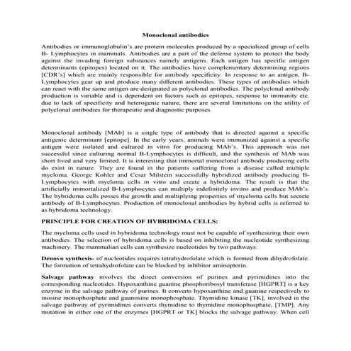 Hybridoma Technology ( Production , Purification , and Application ) | PPTX