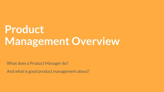 Overview of product management as a role