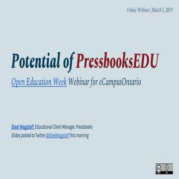 #OEWeek: eCampusOntario Potential of Pressbooks Webinar
