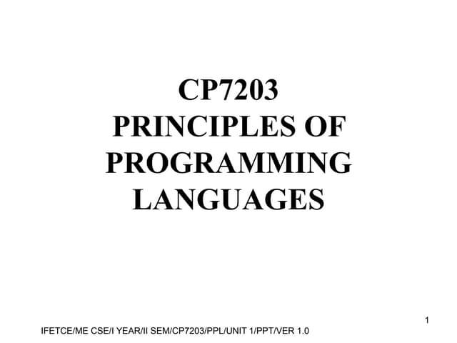 principle of programming language subject unit-1 | PPT | Programming ...