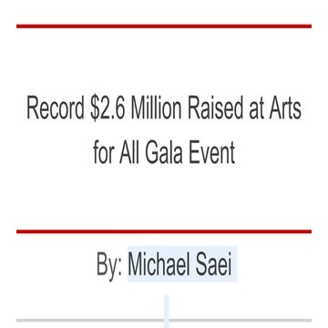 Record $2.6 Million Raised at Arts for All Gala Event