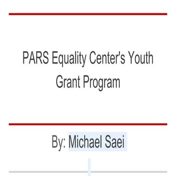 PARS Equality Center's Youth Grant Program