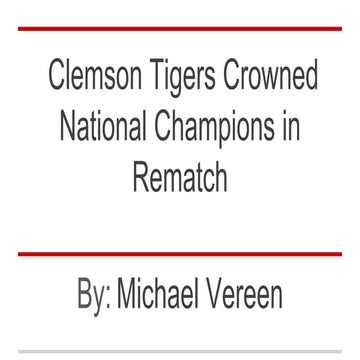 Clemson Tigers Crowned National Champions in Rematch