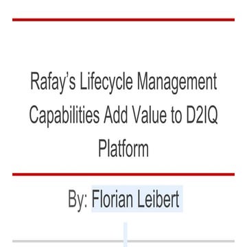 Rafay’s Lifecycle Management Capabilities Add Value to D2IQ Platform | PPTX