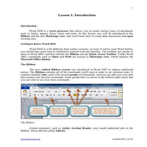 Copy of word 2010 lesson 1   introduction