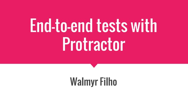 Workshop - E2e tests with protractor
