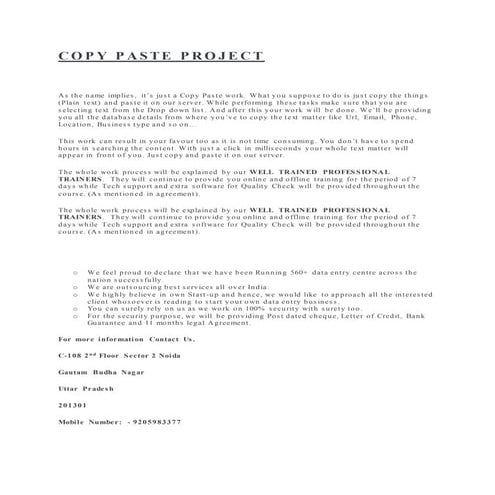 Copy paste project | PDF