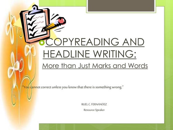 Copy Reading (Campus Journalism) | PPT
