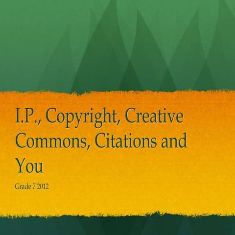 IP, Copyright and Creative Commons