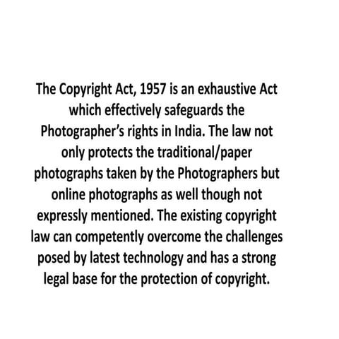 Copyright Laws in Still Photography India