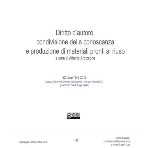 Copyright condivisione e riuso