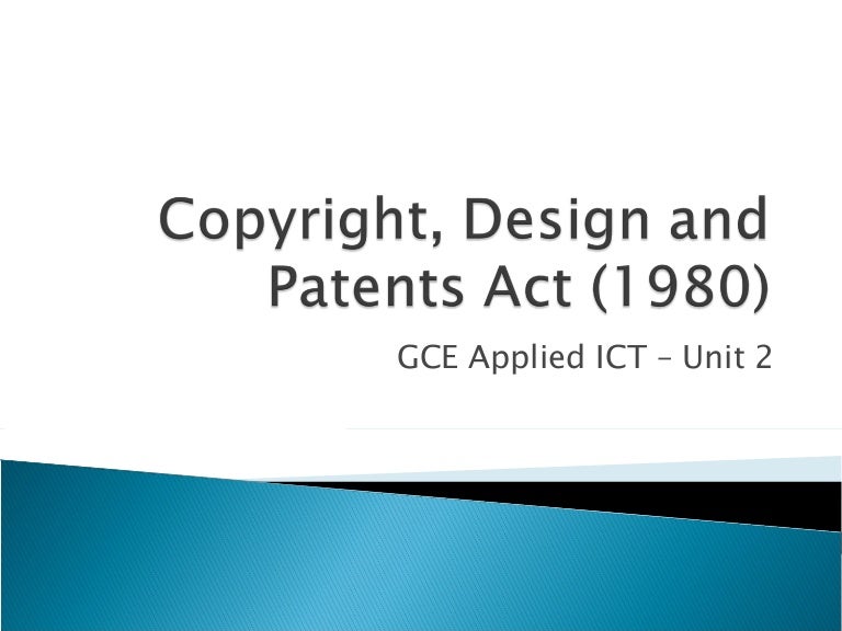 Copyright, Design And Patents Act (1980