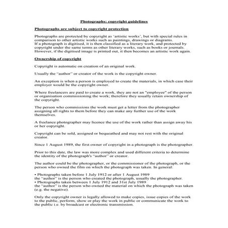 Copyright for photographs guide