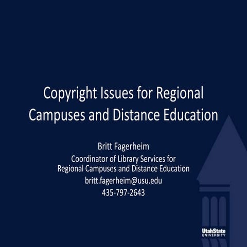 Copyright: Regional Campuses and Distance Education
