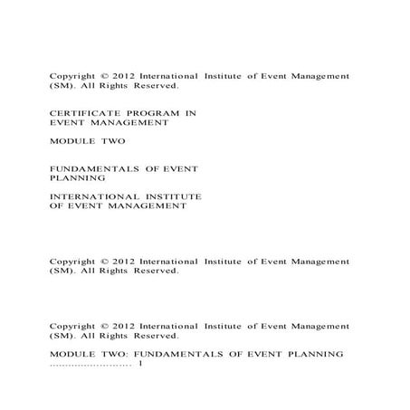 Copyright © 2012 International Institute of Event Management (