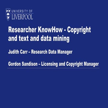 Copyright and text and data mining