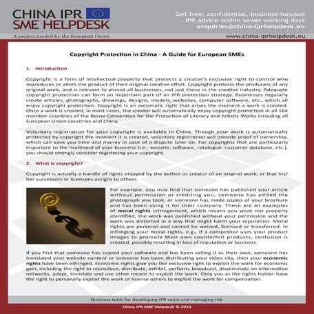 Copyright Protection in China - A Guide for European SMEs