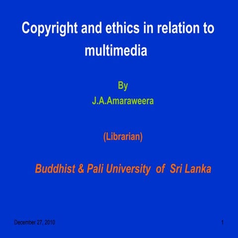 Copyright and ethics in relation to multimedia 