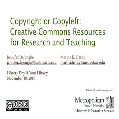 Copyright or Copyleft - Creative Commons