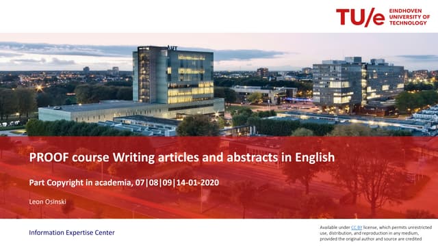 PROOF course Writing articles and abstracts in English, part: Copyright in academia