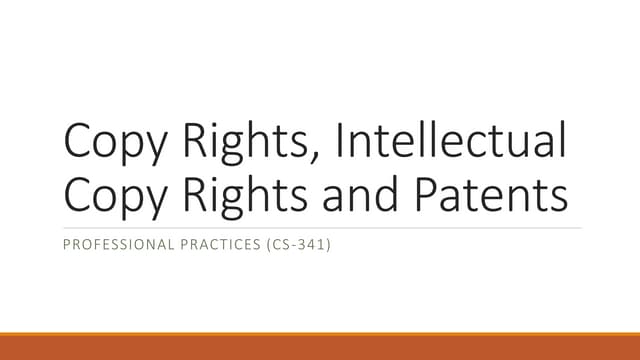 Copy rights, intellectual copy rights and patents