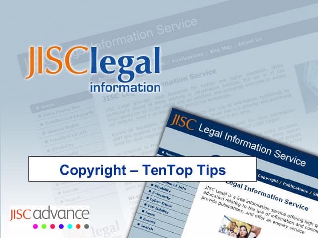 JISC Legal Copyright Ten Tips