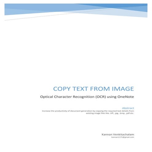 COPY TEXT FROM IMAGE - Optical Character Recognition (OCR) | PDF