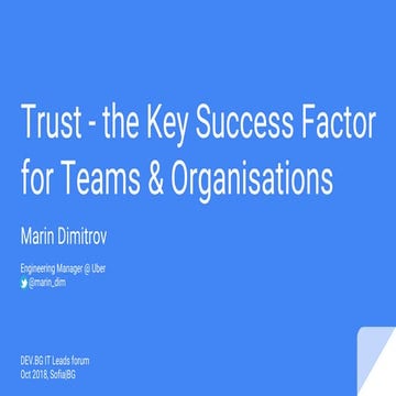 Trust - the Key Success Factor for Teams & Organisations