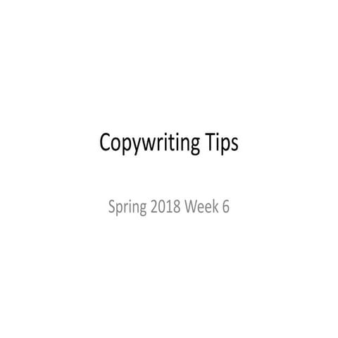 Copywriting spring 2018 week 6