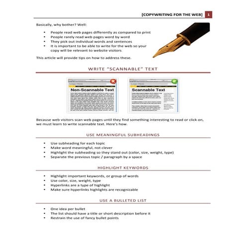 Copywriting for the web