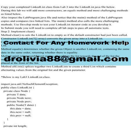 Copy your completed LinkedList class from Lab 3 into the LinkedList..pdf