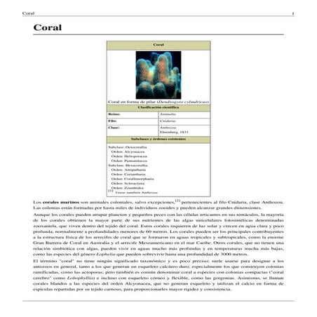 Coral características 