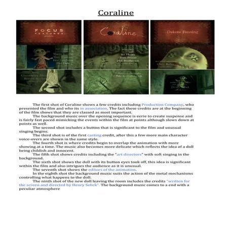 Coraline nine shot analysis