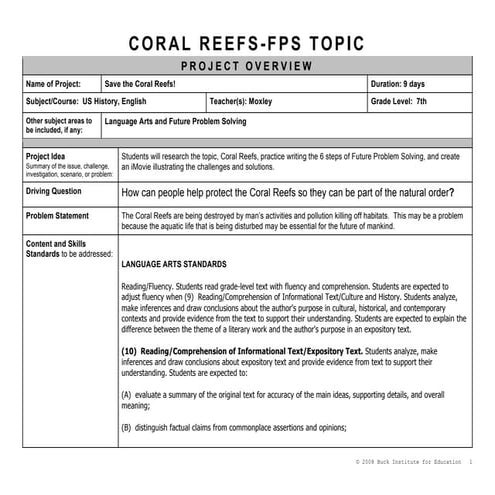 Coral reef plan