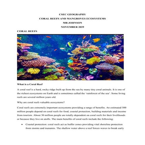 Coral reefs and Mangroves