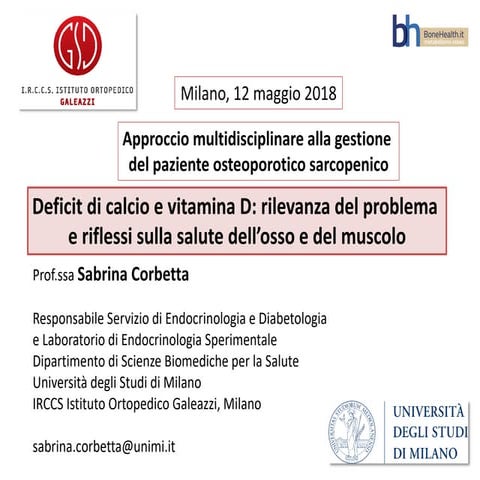 Deficit di calcio e vitamina D: rilevanza del problema e riflessi sulla salut...