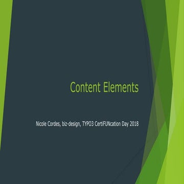2018 - CertiFUNcation - Nicole Cordes - Content Elements
