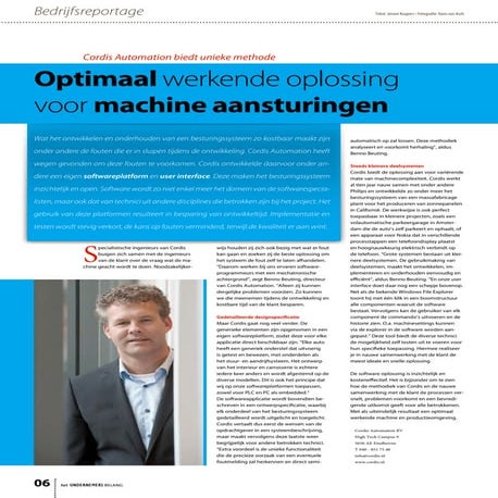 Cordis artikel Het Ondernemersbelang