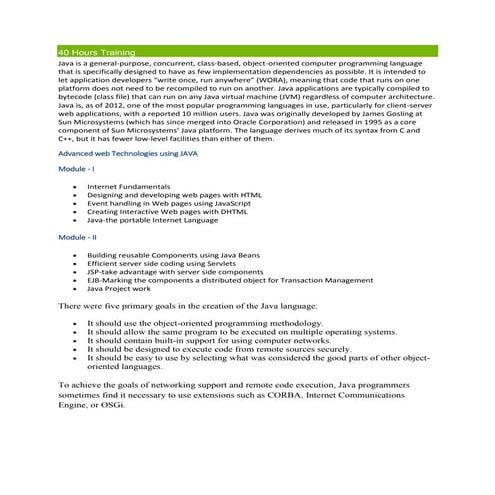 Core Java Online Training Courses Curriculum - Evanta Technologies