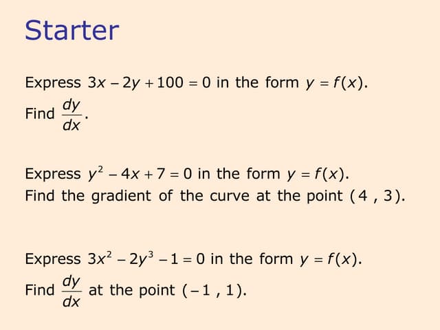 Core 4 Implicit Differentiation 1