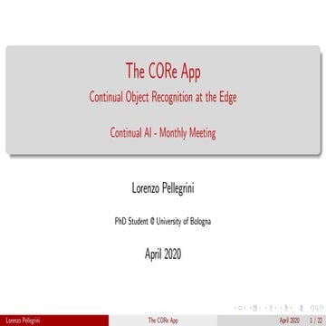 The CORe App: Continual Object Recognition on the Edge