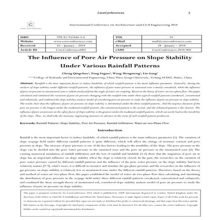 The Influence of Pore Air Pressure on Slope Stability Under Various Rainfall ...