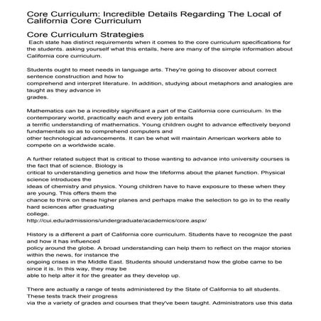 Core Curriculum California: What exactly is The Core Curriculum? | PDF